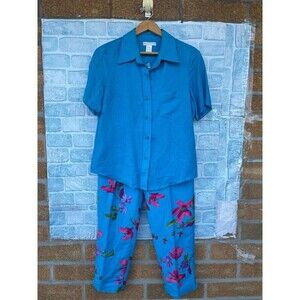 Annie Alexander linen blend resort wear 2 piece set size 8/medium